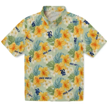 rice owls hibiscus mood pale lime yellow hawaiian shirts best selling