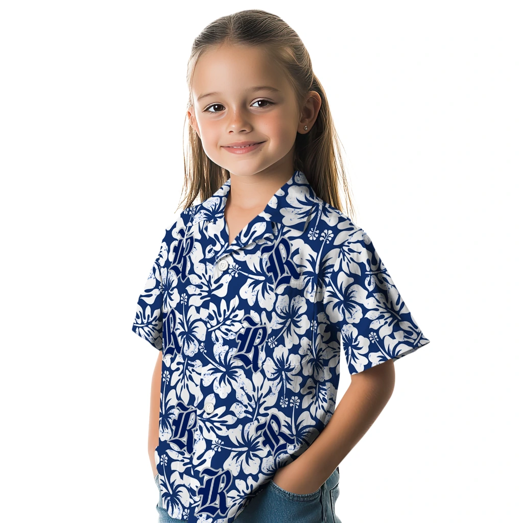 Rice Owls Hawaiian Shirt - Hibiscus Motif rice owls hibiscus motif navy blue white hawaiian shirts premium grade