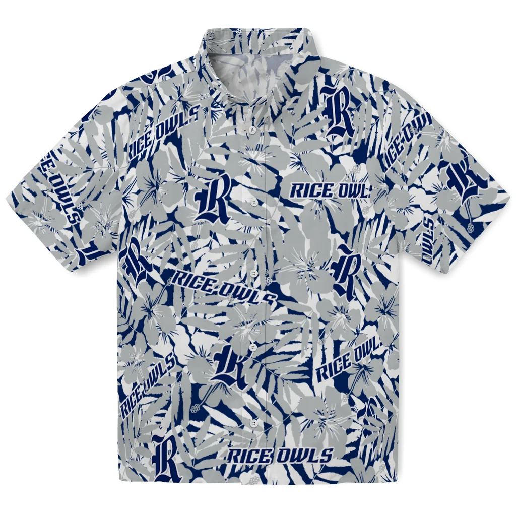 Rice Owls Hawaiian Shirt - Hibiscus Overlay rice owls hibiscus overlay hawaiian shirts best selling