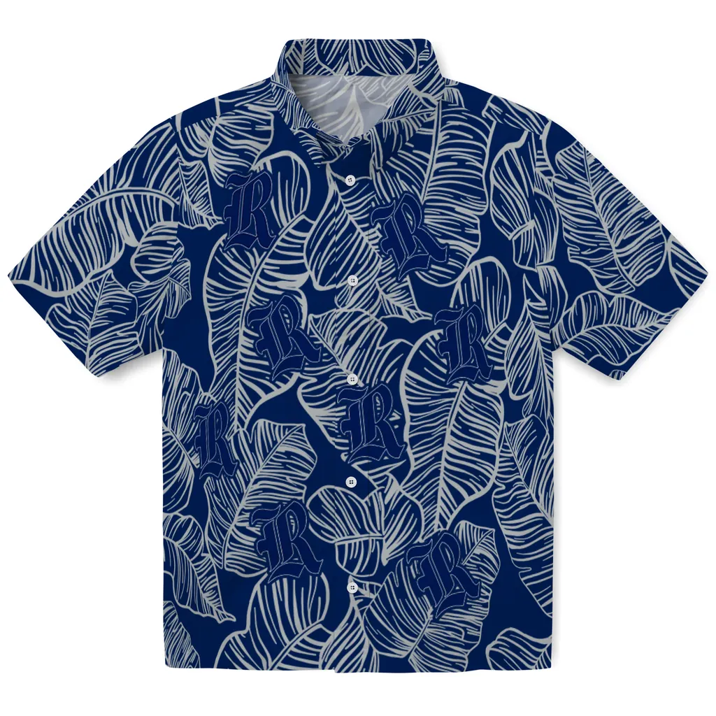 Rice Owls Hawaiian Shirt - Leaf Outline rice owls leaf outline navy blue hawaiian shirts best selling