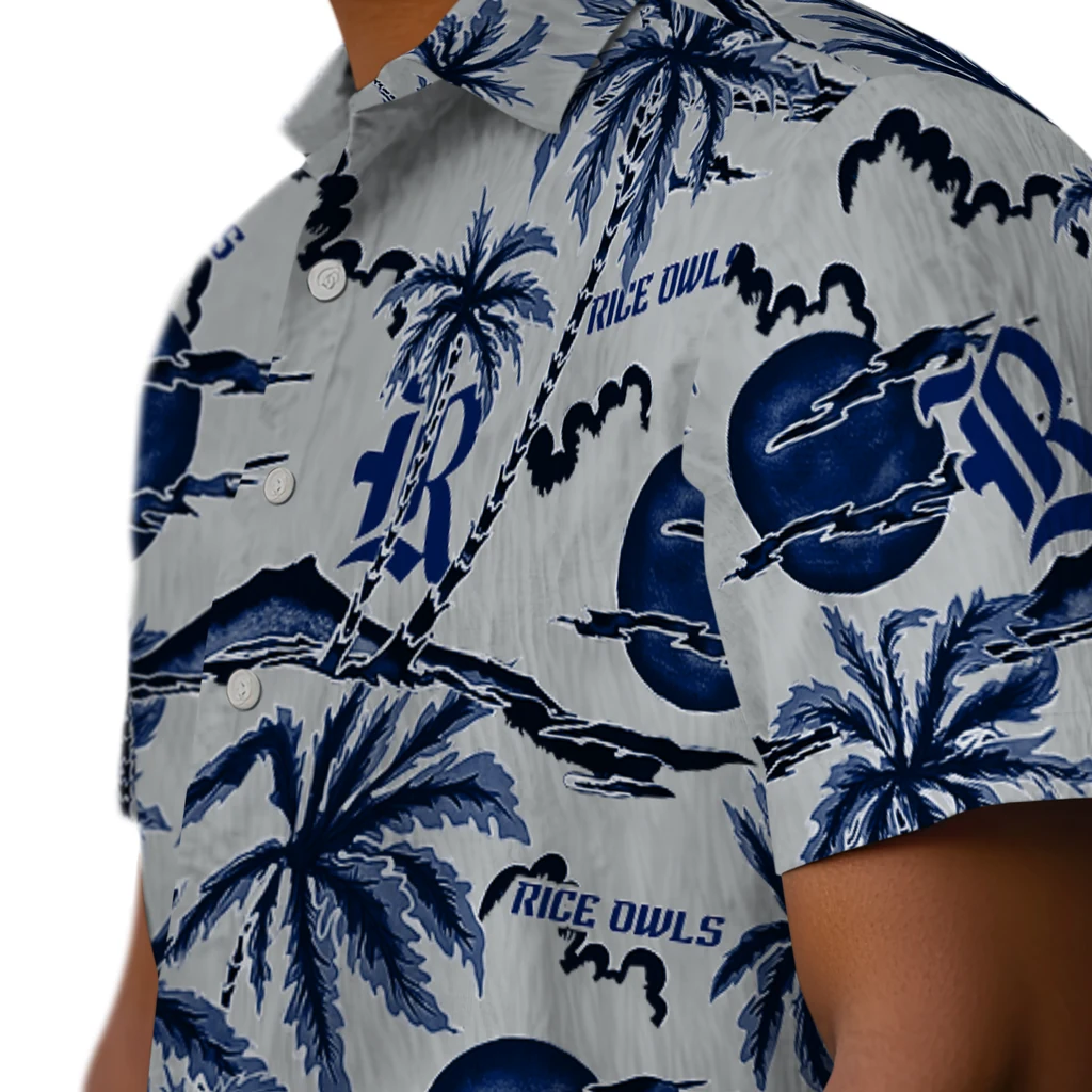 Rice Owls Hawaiian Shirt - Palm Sunset rice owls palm sunset hawaiian shirts trendy