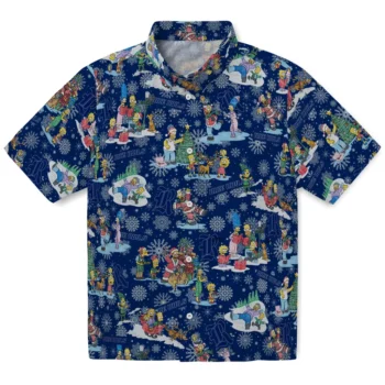 rice owls simpsons christmas navy blue hawaiian shirts best selling