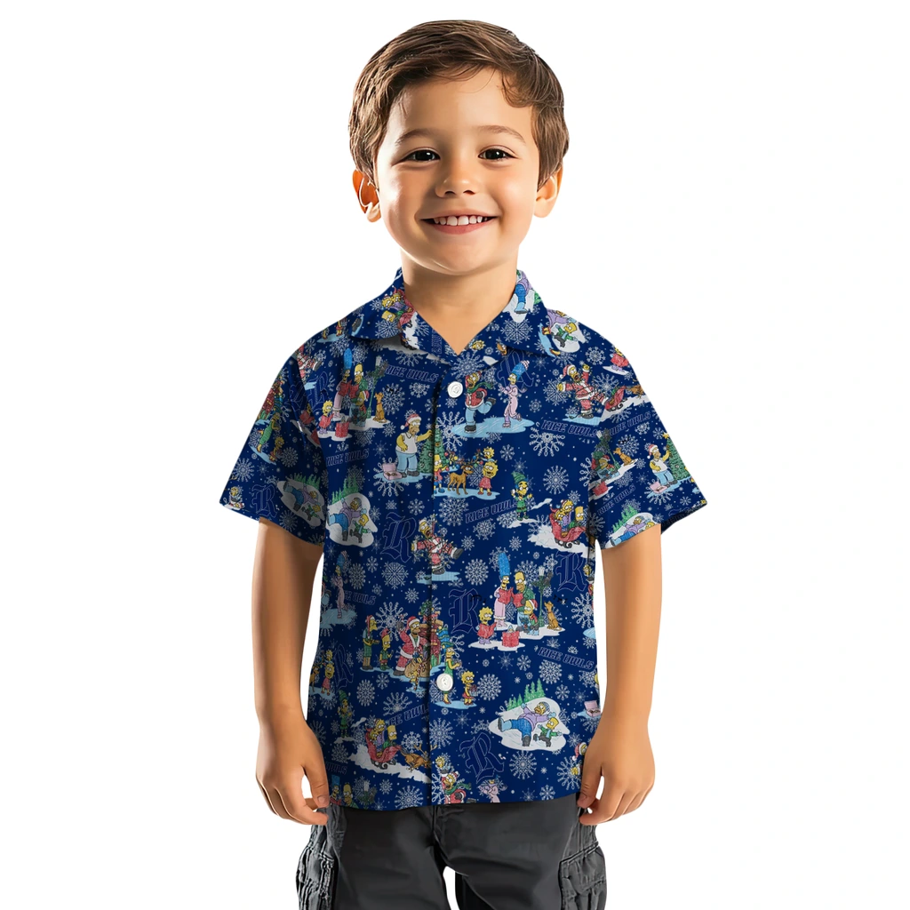 Rice Owls Hawaiian Shirt - Simpsons Christmas rice owls simpsons christmas navy blue hawaiian shirts top rated