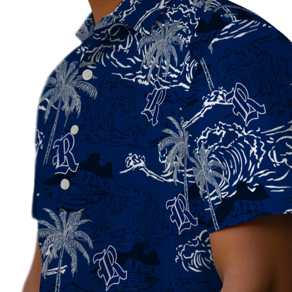 Rice Owls Hawaiian Shirt - Wave Palm rice owls wave palm navy blue hawaiian shirts trendy