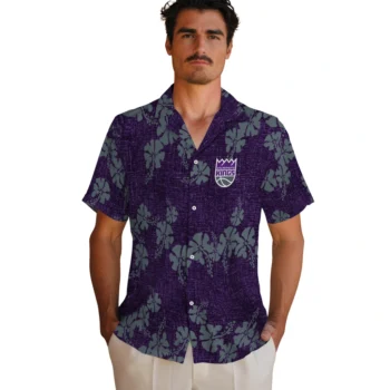 sacramento kings hibiscus petals purple hawaiian shirts fashion forward