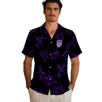 sacramento kings bamboo branches purple black hawaiian shirts fashion forward