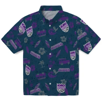 sacramento kings beach vibe navy hawaiian shirts best selling