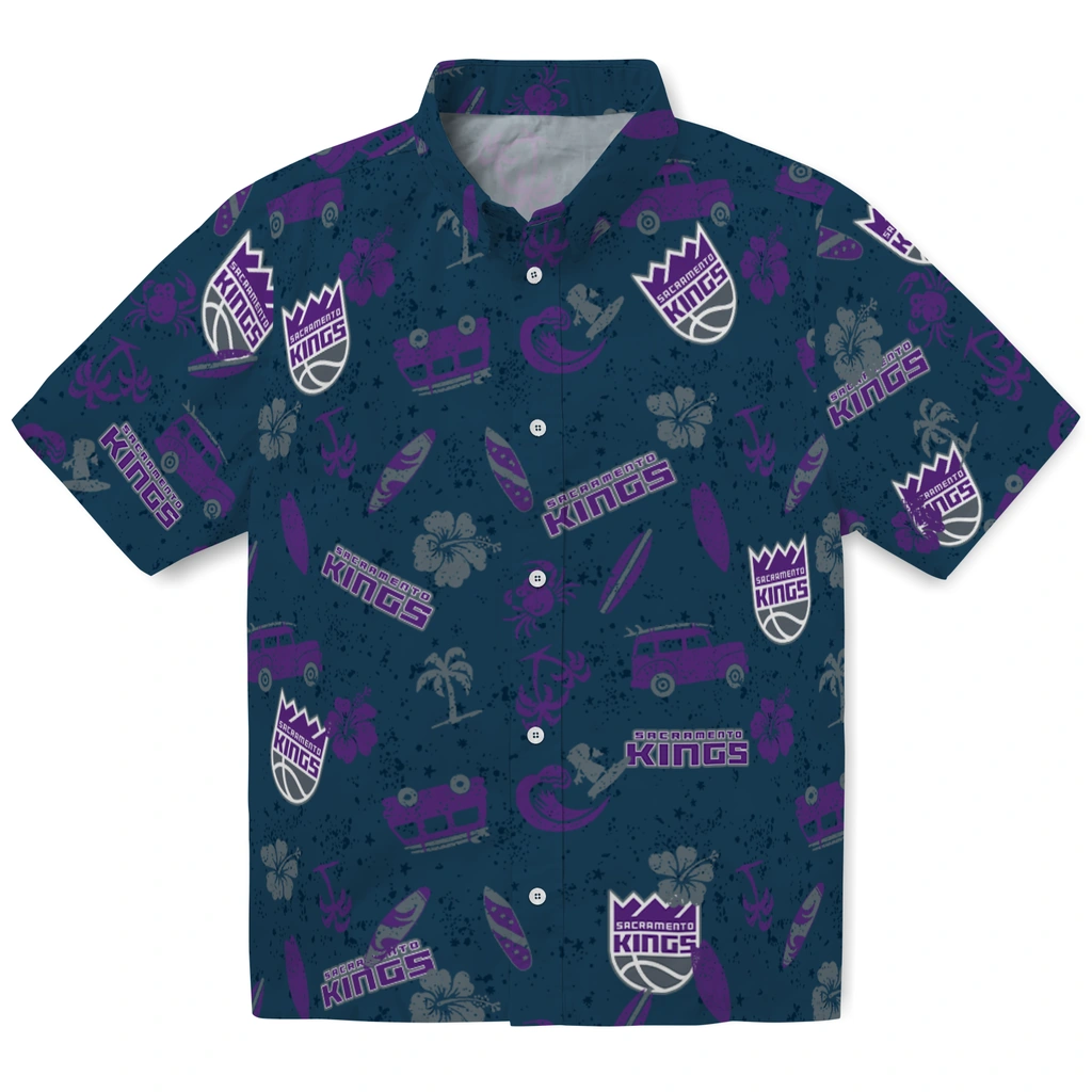 Sacramento Kings Hawaiian Shirt - Beach Vibe sacramento kings beach vibe navy hawaiian shirts best selling