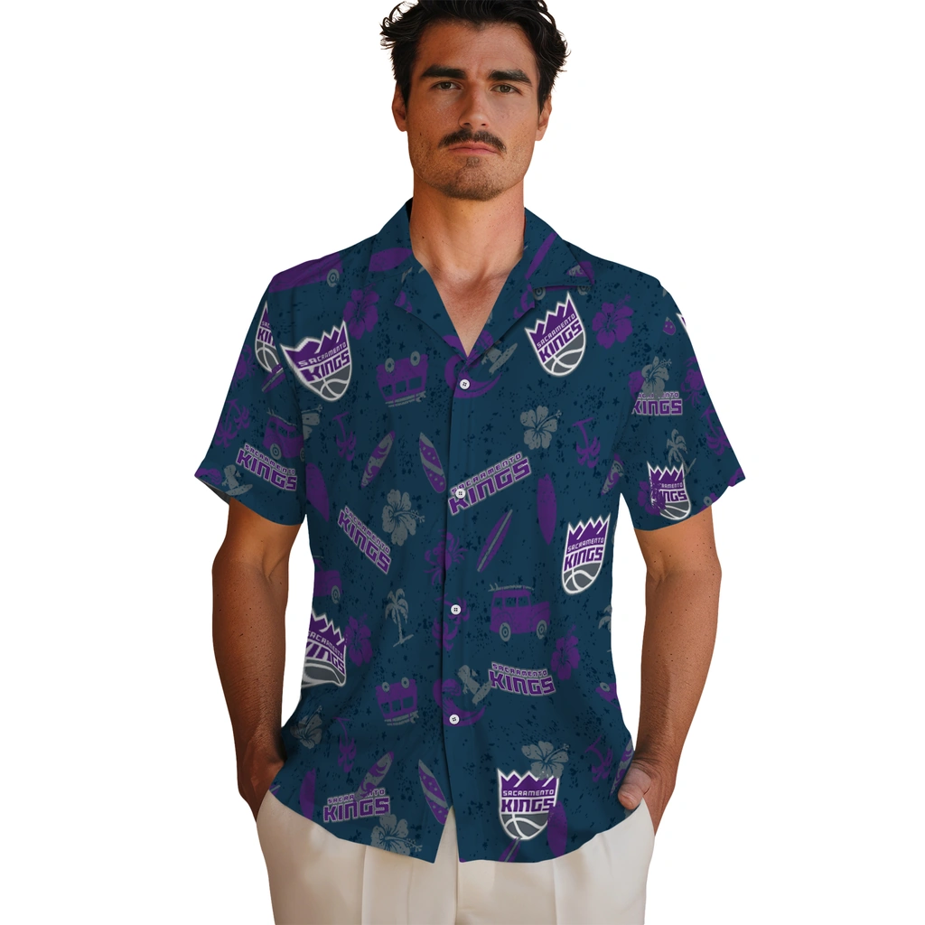 Sacramento Kings Hawaiian Shirt - Beach Vibe sacramento kings beach vibe navy hawaiian shirts fashion forward