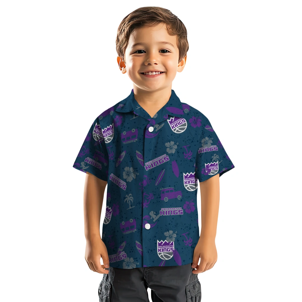 Sacramento Kings Hawaiian Shirt - Beach Vibe sacramento kings beach vibe navy hawaiian shirts top rated
