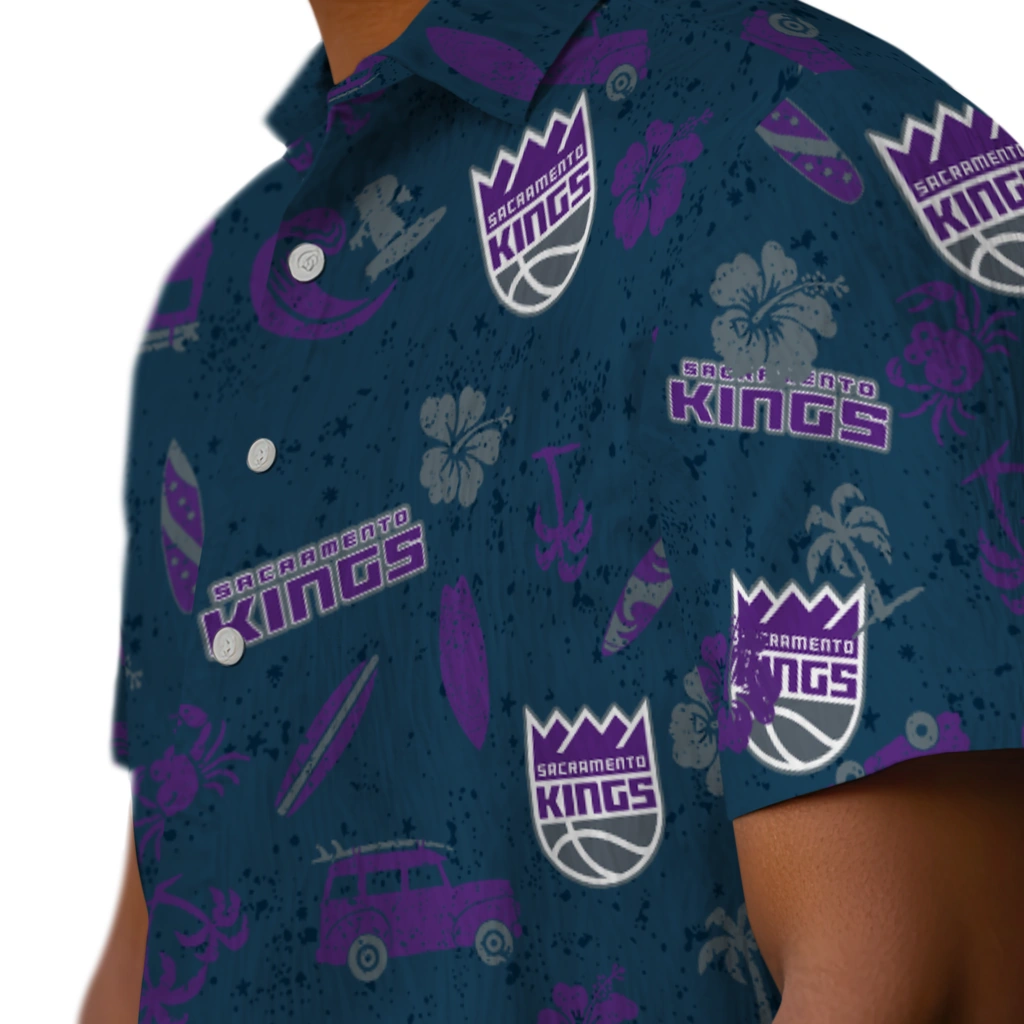 Sacramento Kings Hawaiian Shirt - Beach Vibe sacramento kings beach vibe navy hawaiian shirts trendy