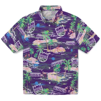 sacramento kings flamingo retreat purple hawaiian shirts best selling