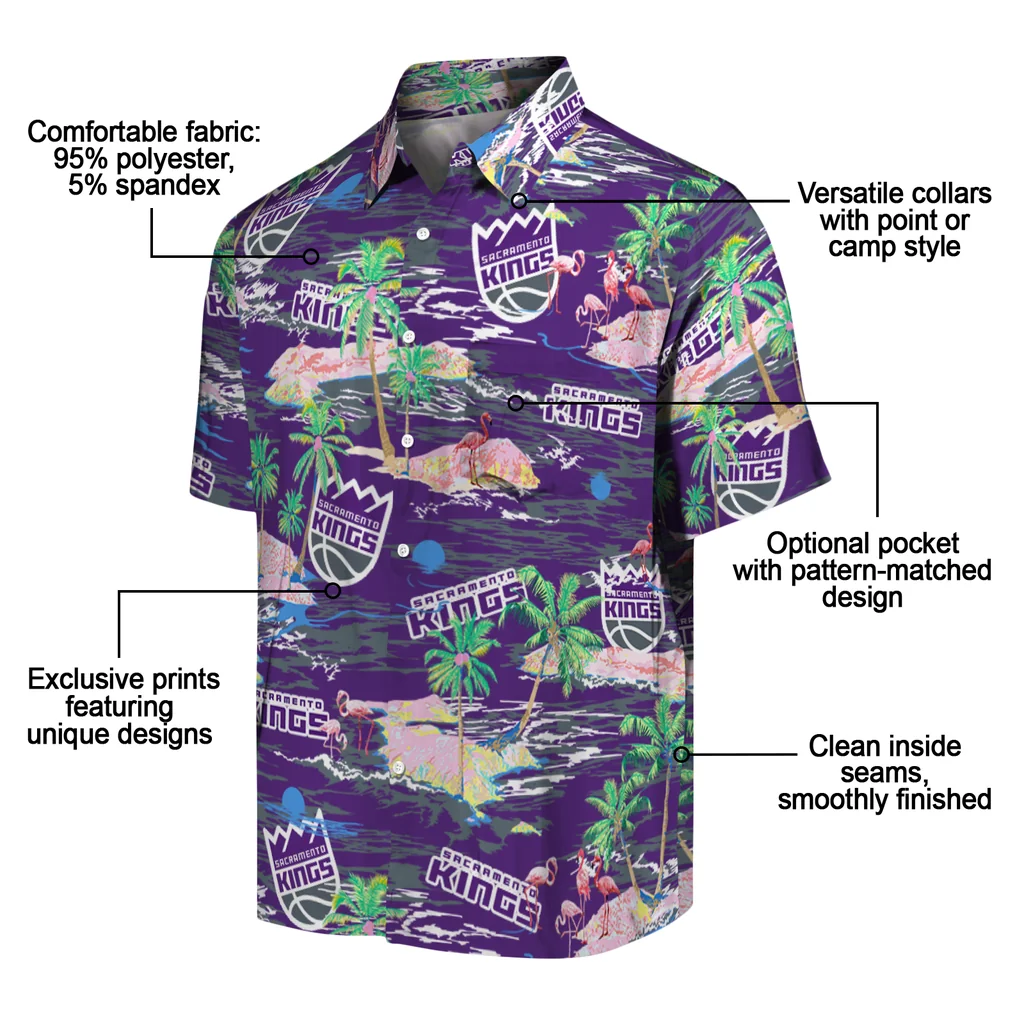 Sacramento Kings Hawaiian Shirt - Hawaii Island sacramento kings flamingo retreat purple hawaiian shirts new arrival