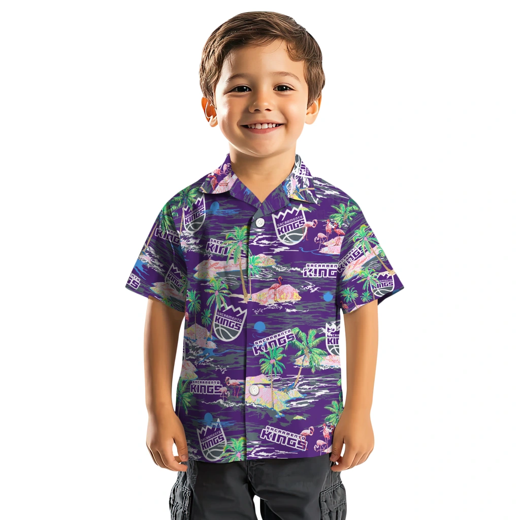 Sacramento Kings Hawaiian Shirt - Hawaii Island sacramento kings flamingo retreat purple hawaiian shirts top rated