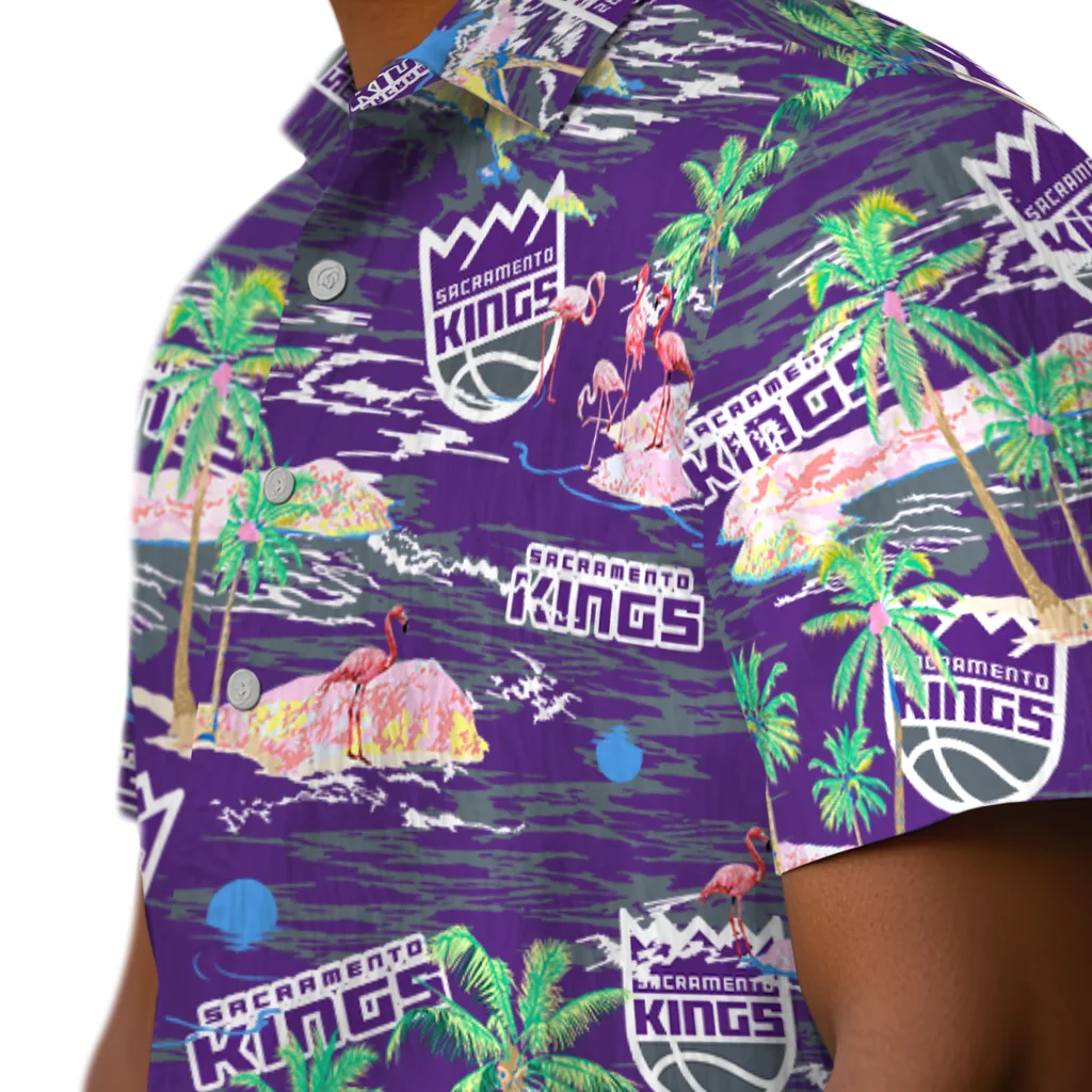 Sacramento Kings Hawaiian Shirt - Hawaii Island sacramento kings flamingo retreat purple hawaiian shirts trendy