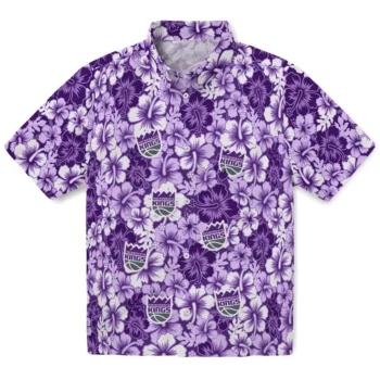 sacramento kings hibiscus blooms purple hawaiian shirts best selling