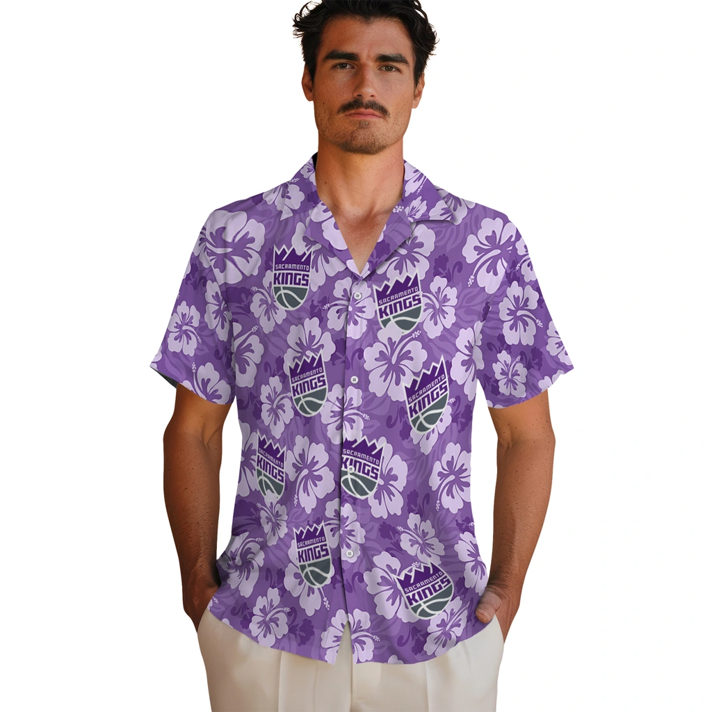 Sacramento Kings Hawaiian Shirt - Hibiscus Cluster sacramento kings hibiscus cluster purple hawaiian shirts fashion forward