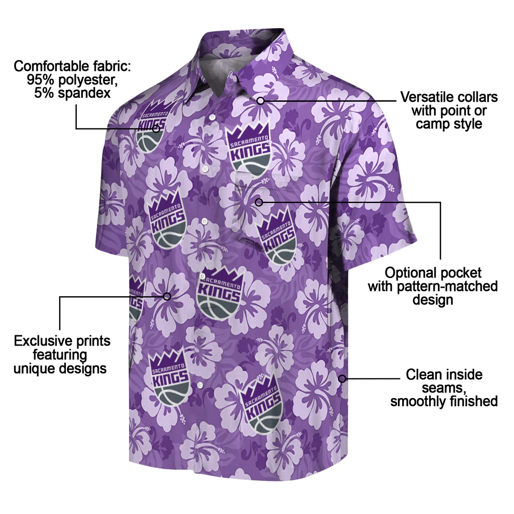 Sacramento Kings Hawaiian Shirt - Hibiscus Cluster sacramento kings hibiscus cluster purple hawaiian shirts new arrival