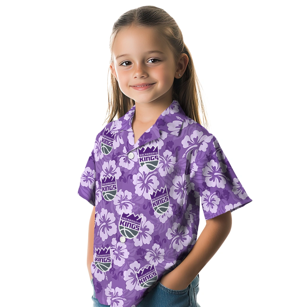 Sacramento Kings Hawaiian Shirt - Hibiscus Cluster sacramento kings hibiscus cluster purple hawaiian shirts premium grade