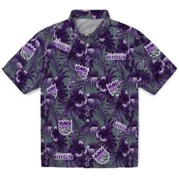 sacramento kings hibiscus exotic purple hawaiian shirts best selling