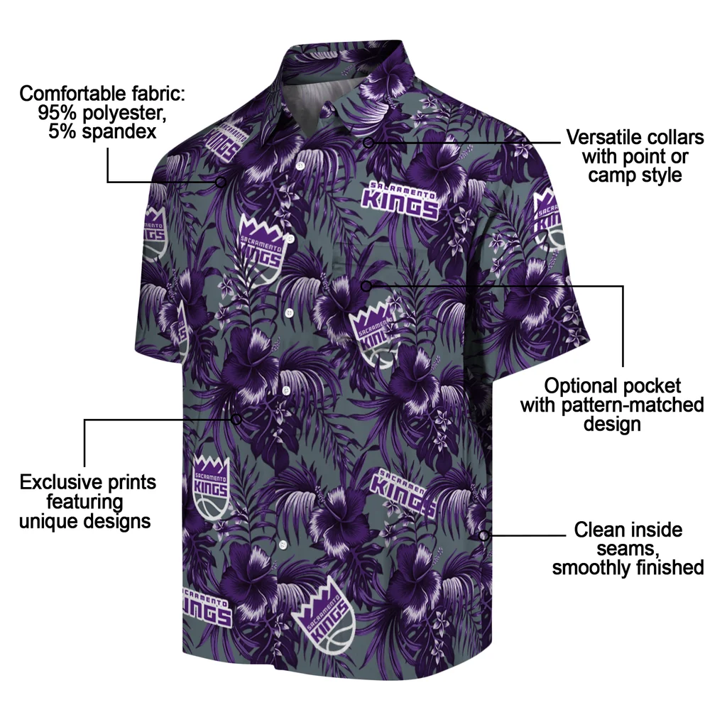 Sacramento Kings Hawaiian Shirt - Hibiscus Exotic sacramento kings hibiscus exotic purple hawaiian shirts new arrival