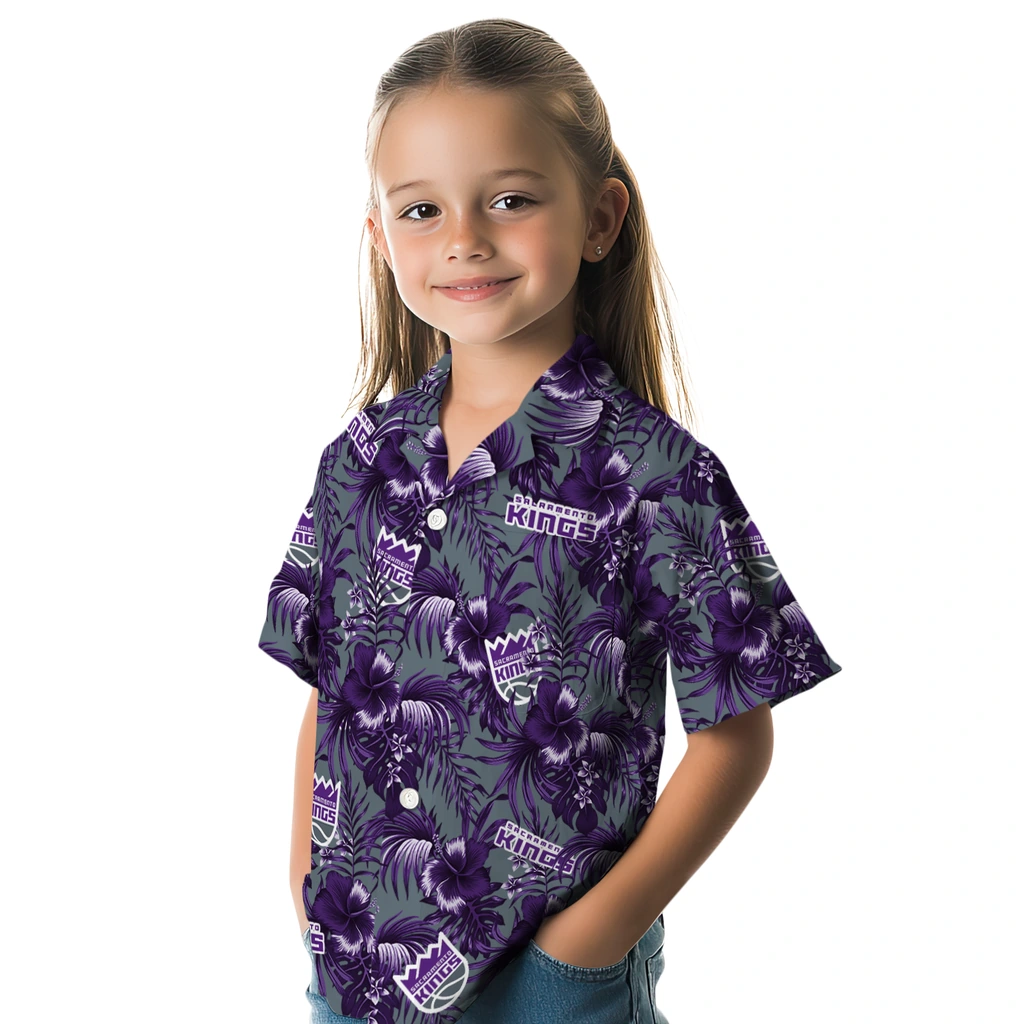 Sacramento Kings Hawaiian Shirt - Hibiscus Exotic sacramento kings hibiscus exotic purple hawaiian shirts premium grade