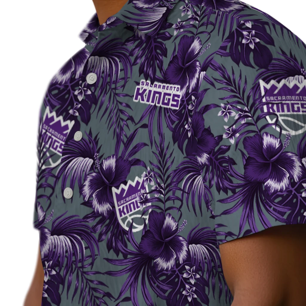 Sacramento Kings Hawaiian Shirt - Hibiscus Exotic sacramento kings hibiscus exotic purple hawaiian shirts trendy