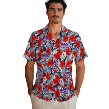 sacramento kings hibiscus fiesta red royal blue hawaiian shirts fashion forward