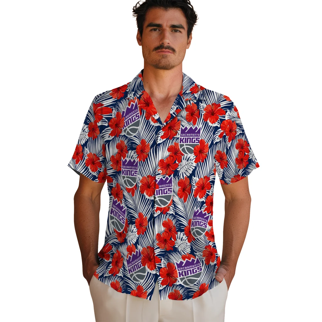 Sacramento Kings Hawaiian Shirt - Hibiscus Fiesta sacramento kings hibiscus fiesta red royal blue hawaiian shirts fashion forward
