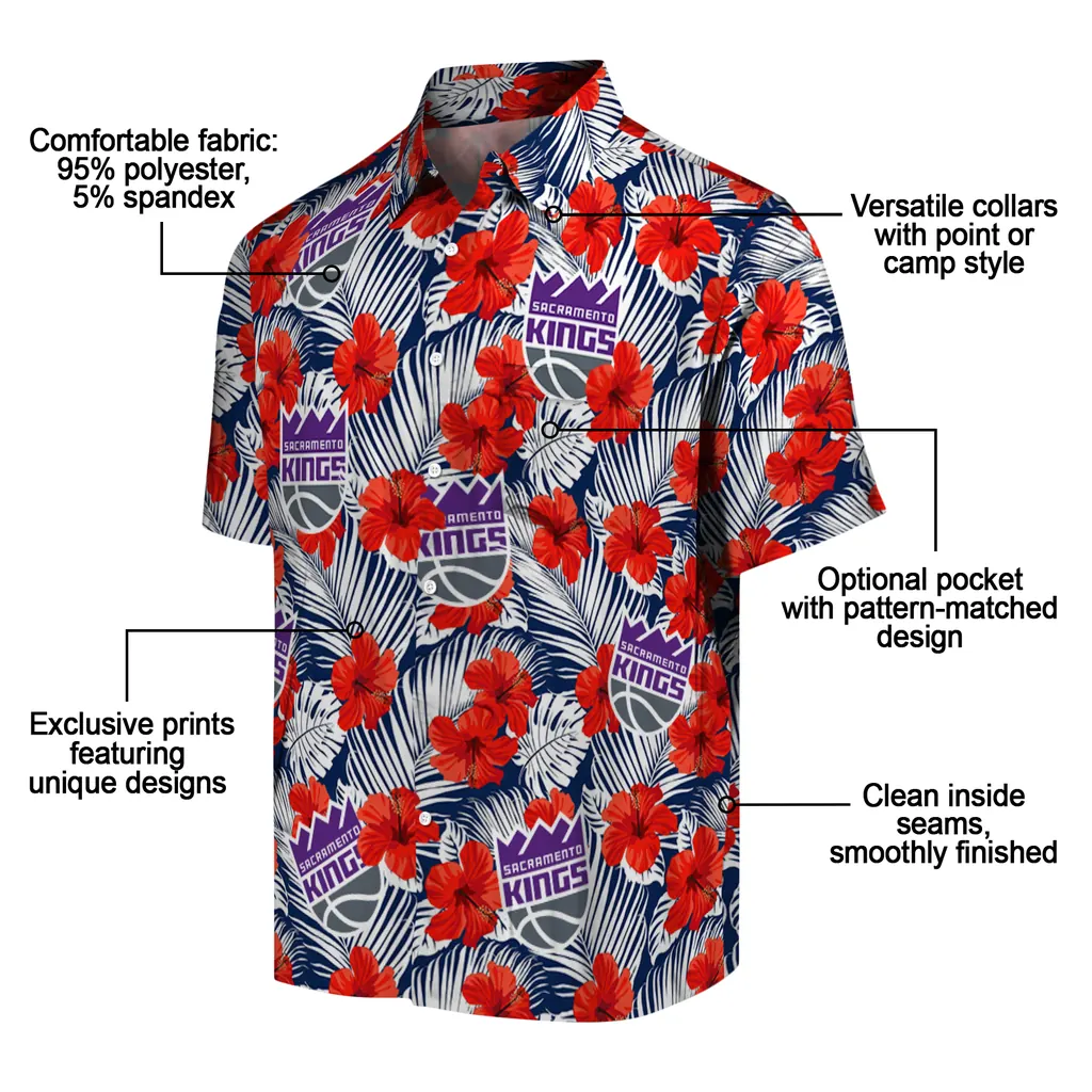 Sacramento Kings Hawaiian Shirt - Hibiscus Fiesta sacramento kings hibiscus fiesta red royal blue hawaiian shirts new arrival