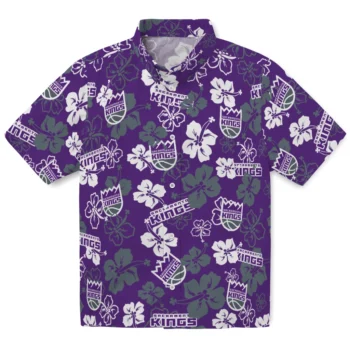 sacramento kings hibiscus bloom purple hawaiian shirts best selling