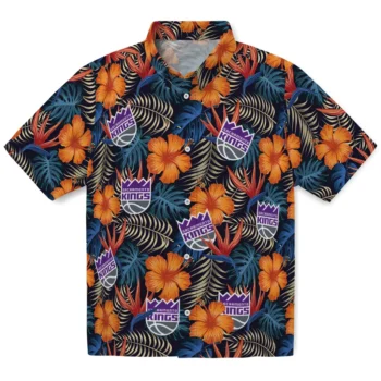 sacramento kings hibiscus foliage hawaiian shirts best selling