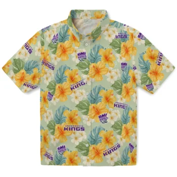 sacramento kings hibiscus mood pale lime yellow hawaiian shirts best selling