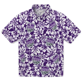 sacramento kings hibiscus motif purple white hawaiian shirts best selling
