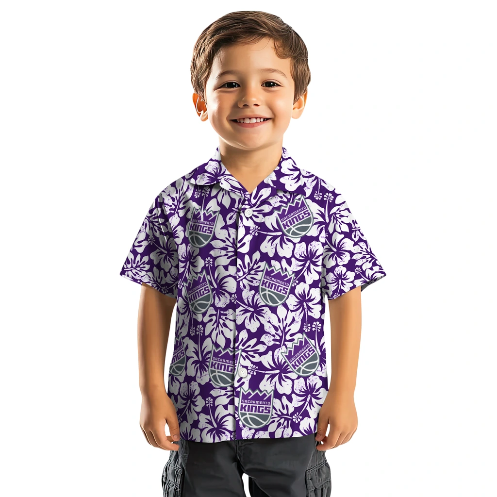 Sacramento Kings Hawaiian Shirt - Hibiscus Motif sacramento kings hibiscus motif purple white hawaiian shirts top rated