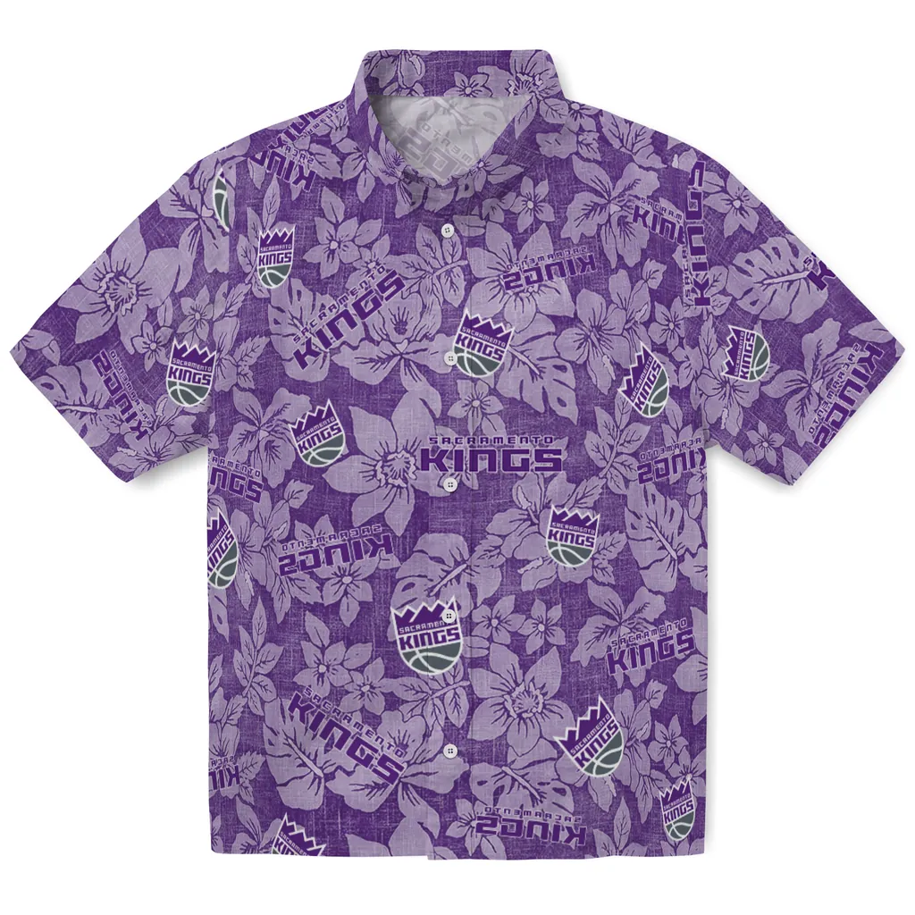 Sacramento Kings Hawaiian Shirt - Hibiscus Oasis sacramento kings hibiscus oasis purple hawaiian shirts best selling