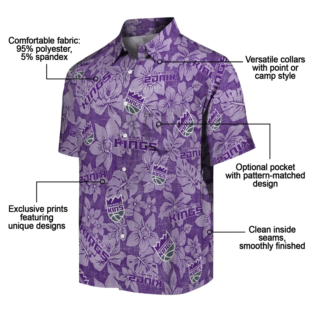 Sacramento Kings Hawaiian Shirt - Hibiscus Oasis sacramento kings hibiscus oasis purple hawaiian shirts new arrival