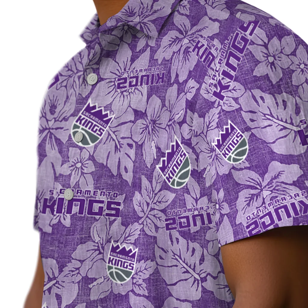 Sacramento Kings Hawaiian Shirt - Hibiscus Oasis sacramento kings hibiscus oasis purple hawaiian shirts trendy