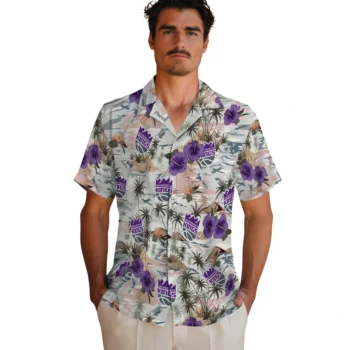 sacramento kings hibiscus seaside white hawaiian shirts fashion forward