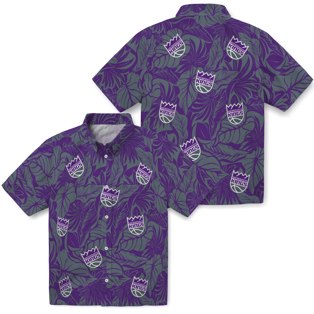 Sacramento Kings Hawaiian Shirt - Monstera Layer sacramento kings monstera layer purple hawaiian shirts high quality
