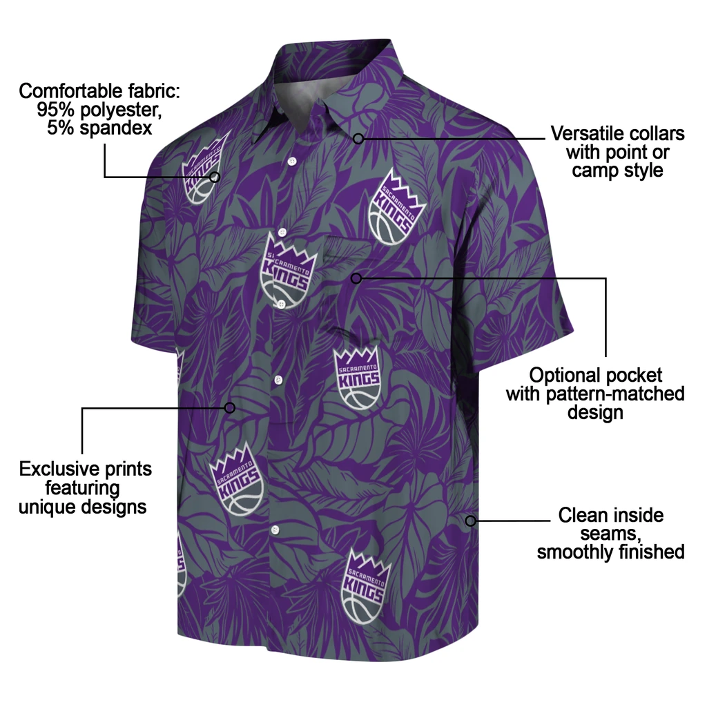 Sacramento Kings Hawaiian Shirt - Monstera Layer sacramento kings monstera layer purple hawaiian shirts new arrival
