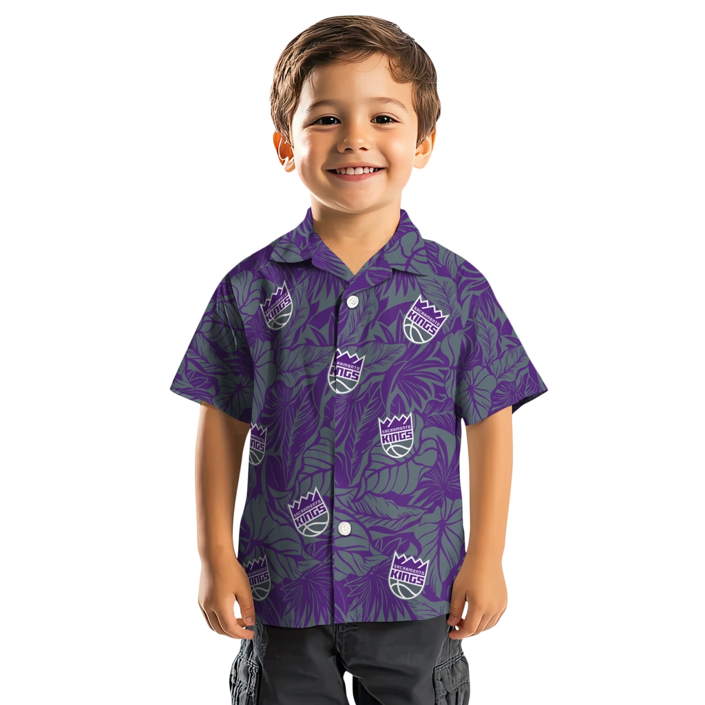 Sacramento Kings Hawaiian Shirt - Monstera Layer sacramento kings monstera layer purple hawaiian shirts top rated