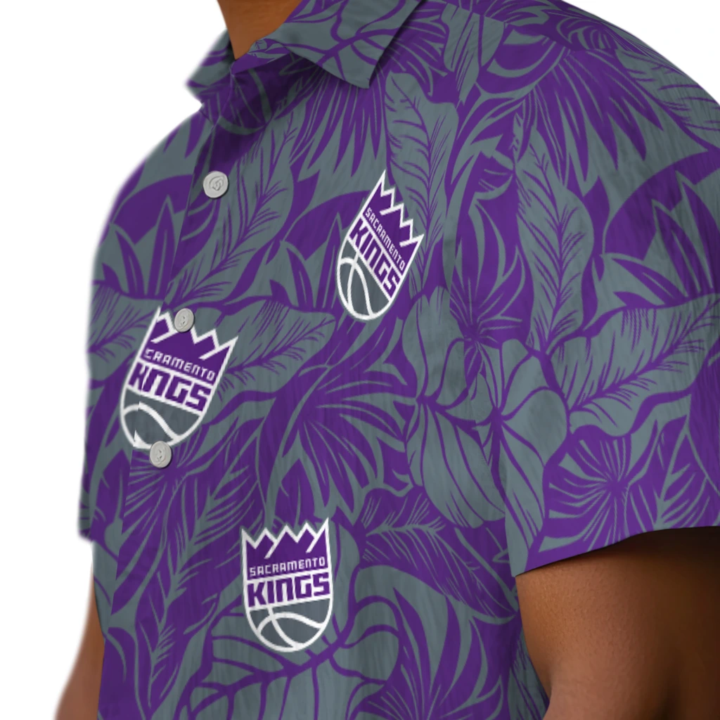 Sacramento Kings Hawaiian Shirt - Monstera Layer sacramento kings monstera layer purple hawaiian shirts trendy