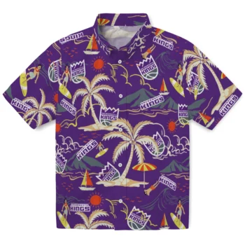 sacramento kings palm tree island purple hawaiian shirts best selling