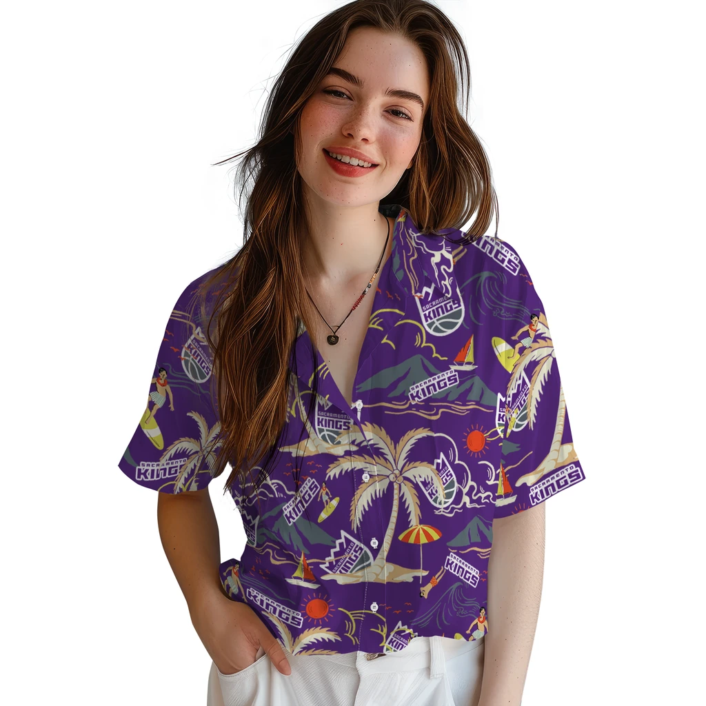 Sacramento Kings Hawaiian Shirt - Palm Tree Island sacramento kings palm tree island purple hawaiian shirts latest model