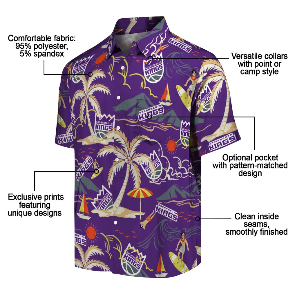 Sacramento Kings Hawaiian Shirt - Palm Tree Island sacramento kings palm tree island purple hawaiian shirts new arrival