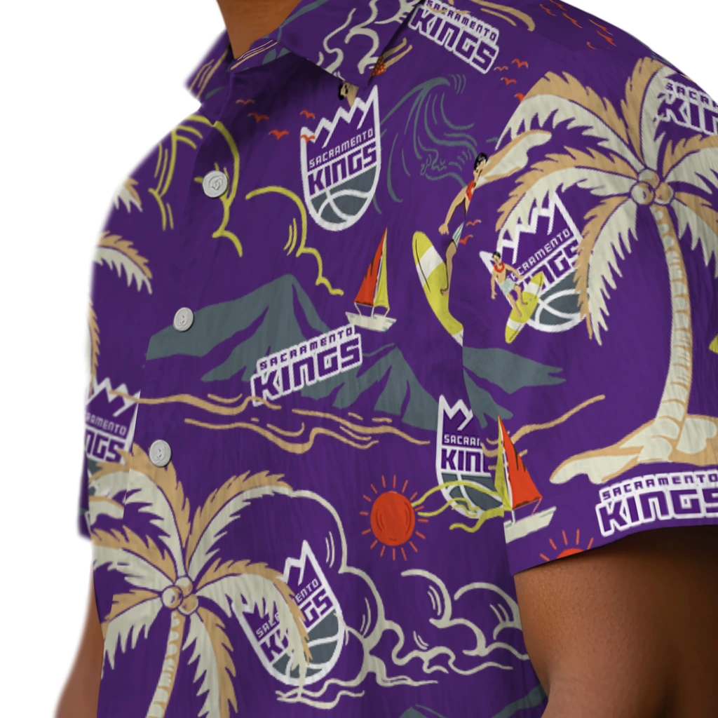 Sacramento Kings Hawaiian Shirt - Palm Tree Island sacramento kings palm tree island purple hawaiian shirts trendy