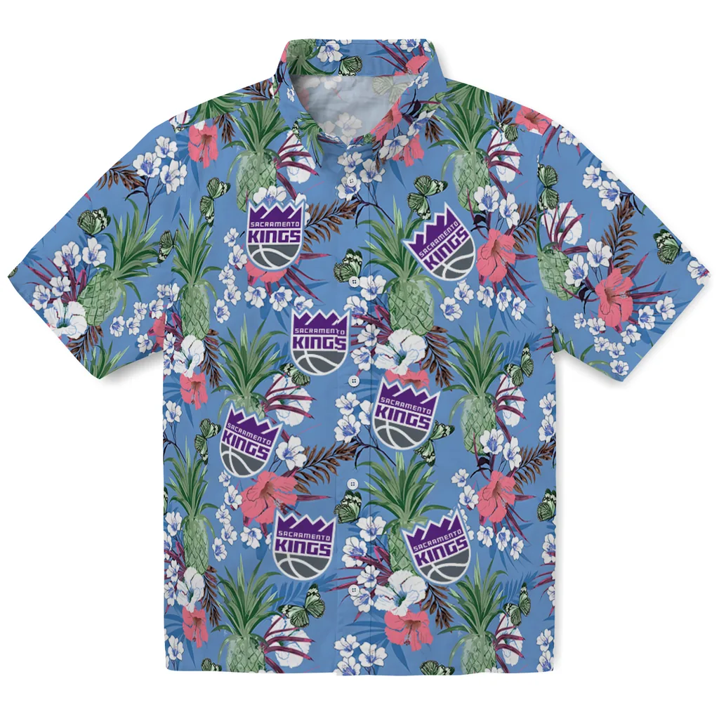Sacramento Kings Hawaiian Shirt - Pineapple Bouquet sacramento kings pineapple bouquet best sky blue hawaiian shirts best selling