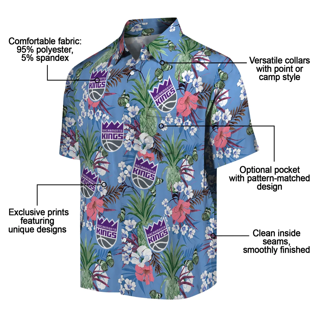 Sacramento Kings Hawaiian Shirt - Pineapple Bouquet sacramento kings pineapple bouquet best sky blue hawaiian shirts new arrival