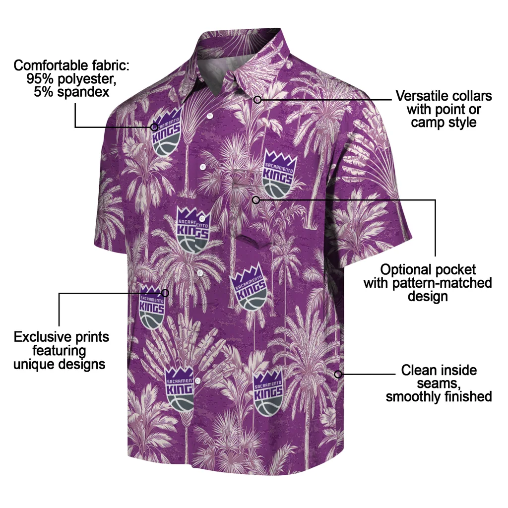 Sacramento Kings Hawaiian Shirt - Vintage Palm Tree sacramento kings palm shadows purple hawaiian shirts new arrival